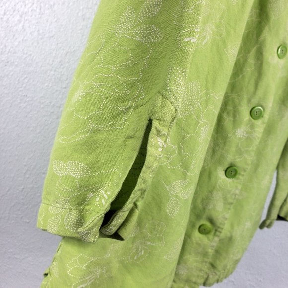 Christopher & Banks Mint Floral Short Sleeve Button Down XL Shirt Top Blouse - Picture 5 of 10
